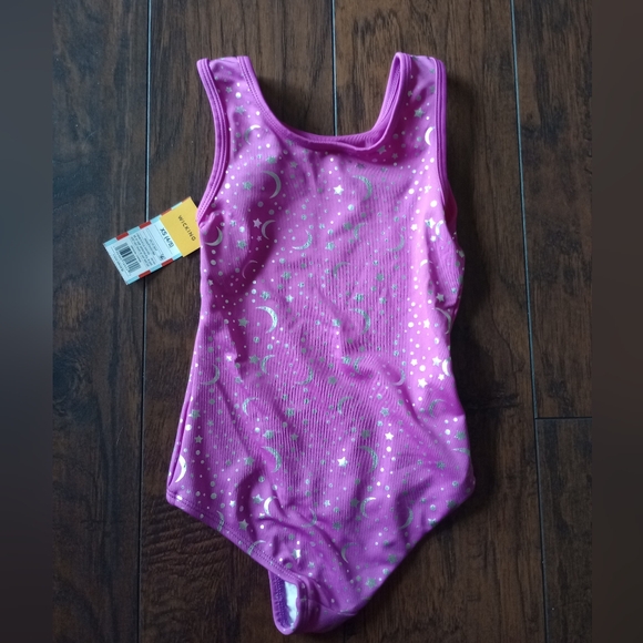 NWT Girls' Gymnastics Celestial Pull-On Leotard - Cat & Jack Magenta - Picture 3 of 5
